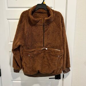 Cozy Brown Sherpa Pullover